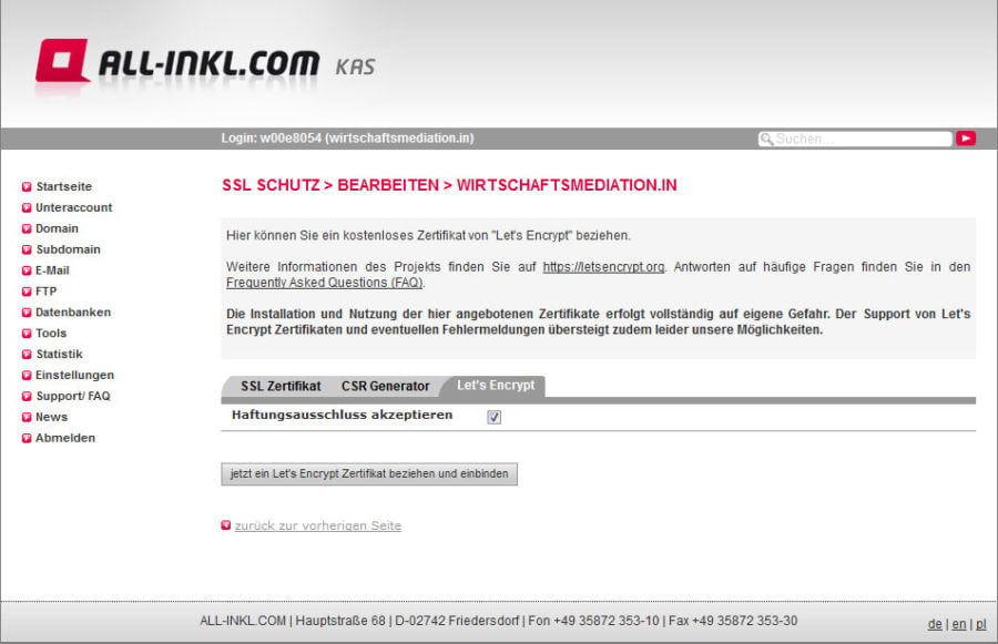 kas ssl schutz aktivieren